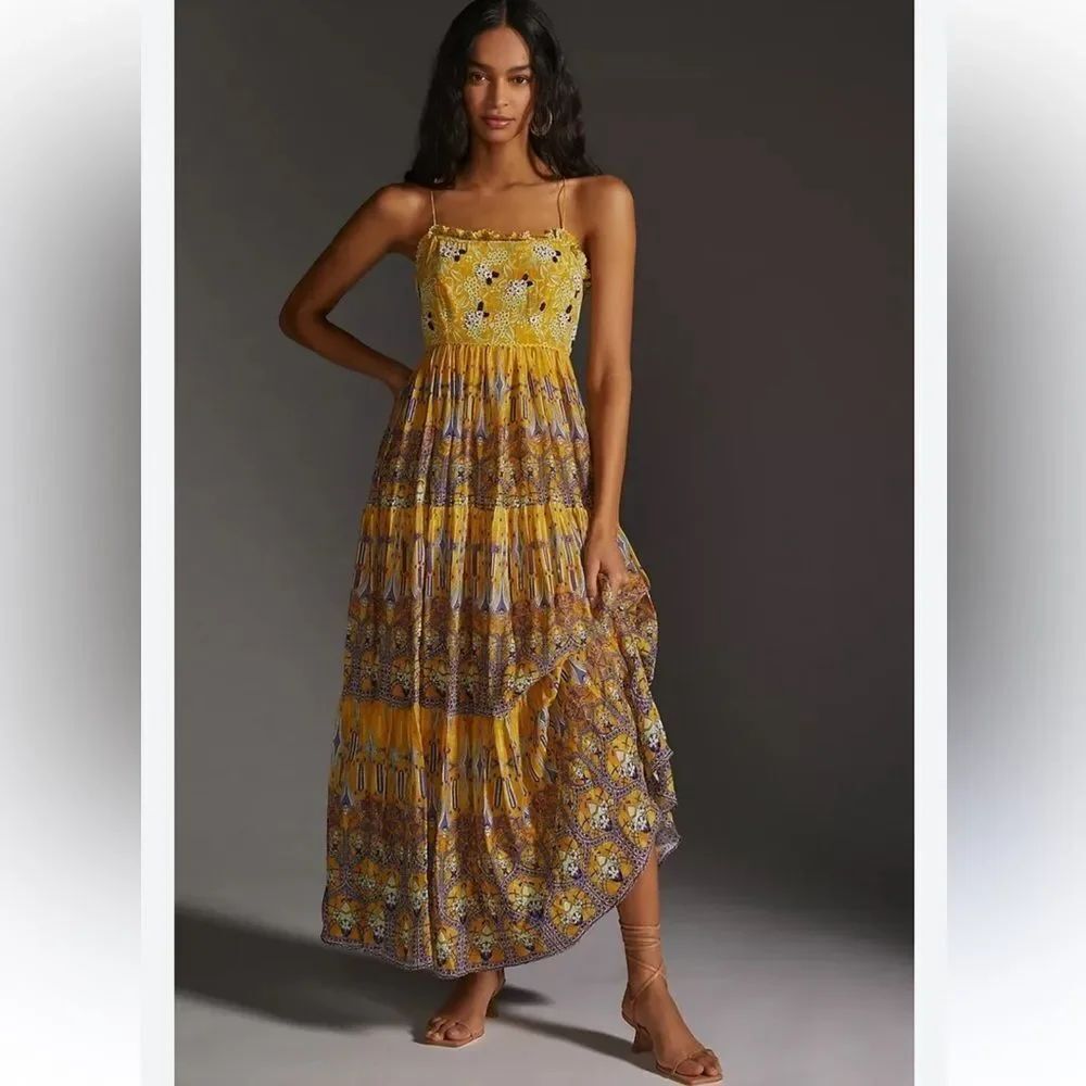 Anthropologie Bhanuni by Jyoti Printed Jacquard Maxi Dress